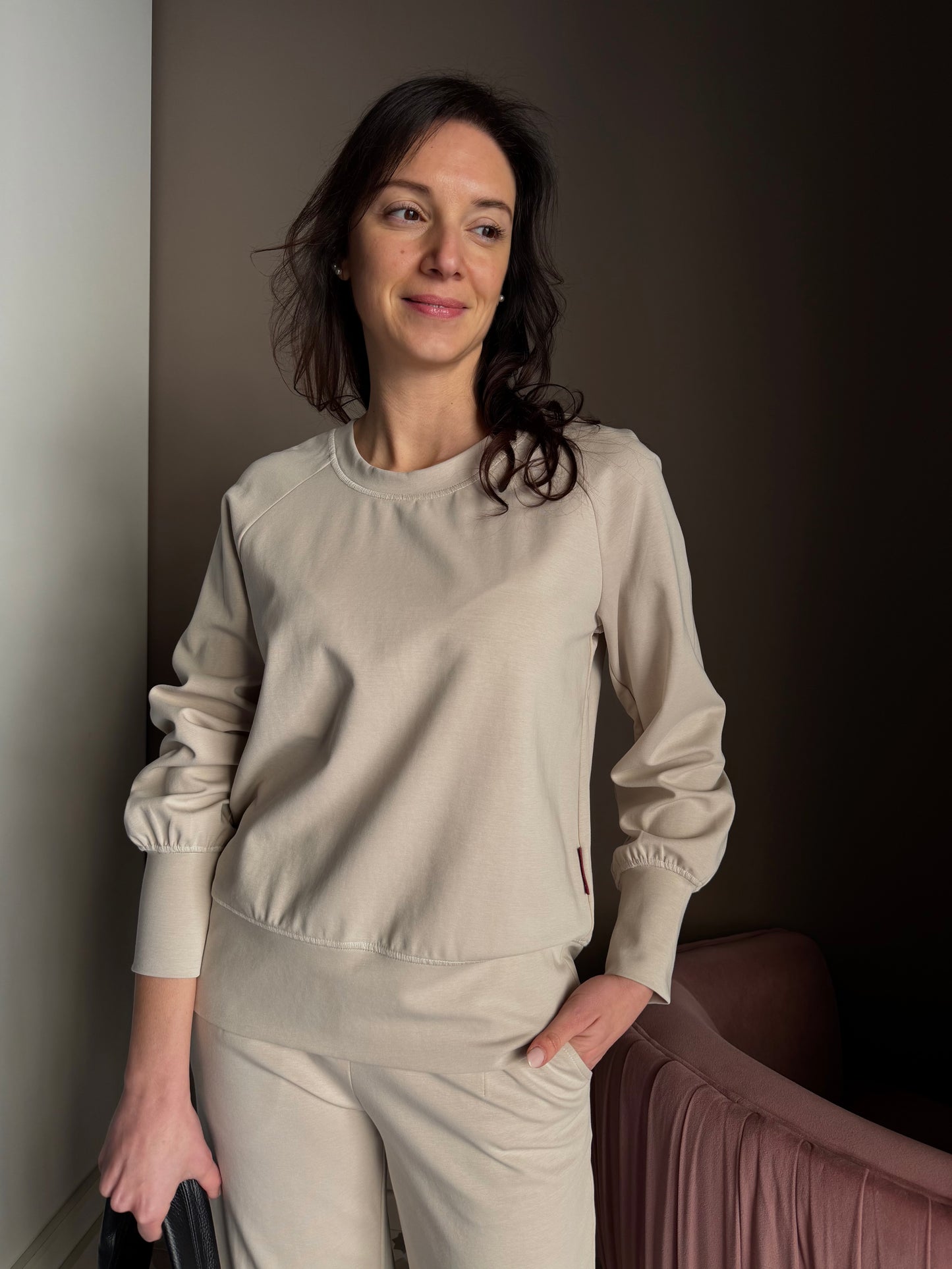 Maglia girocollo con polisino alto