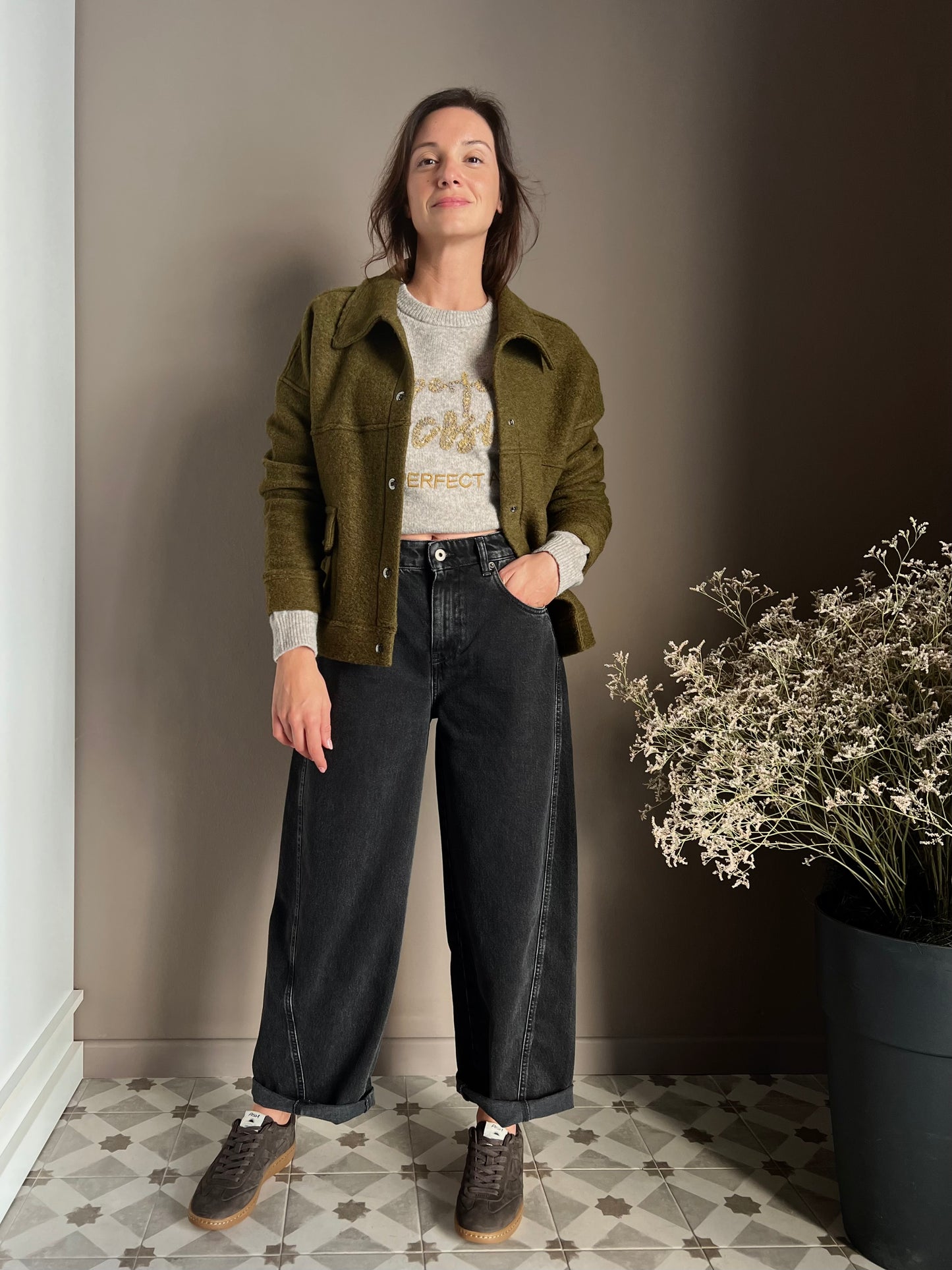 Giacca in lana cotta verde Noumeno Concept