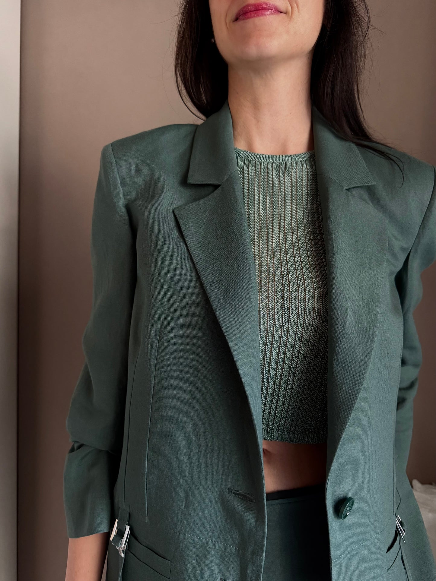 Blazer Patrizia Pepe in Lino e Viscosa – Verde Salvia