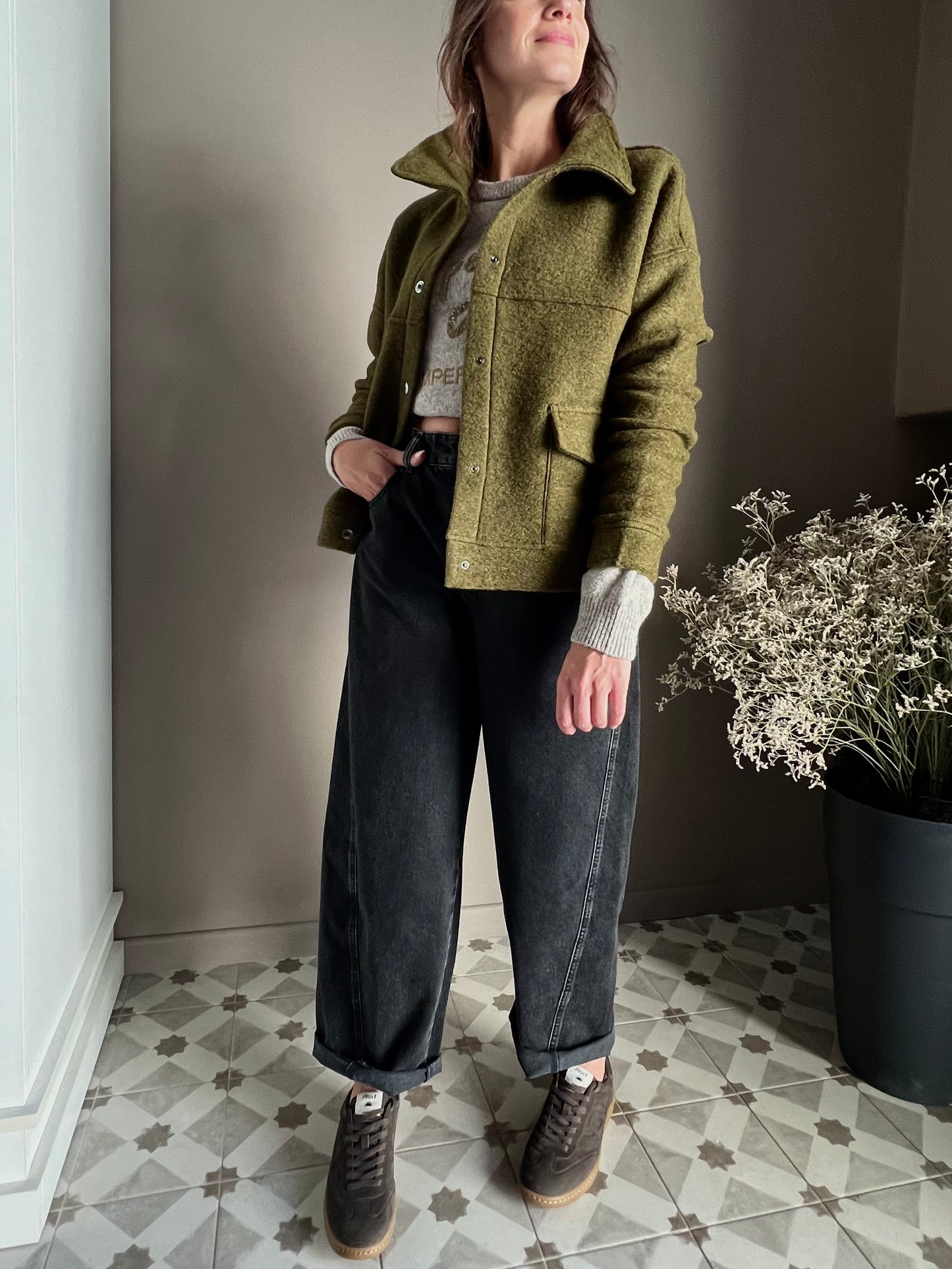 Giacca in lana cotta verde Noumeno Concept