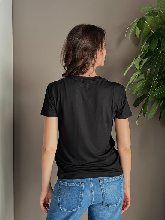 T-shirt in viscosa Patrizia Pepe nera