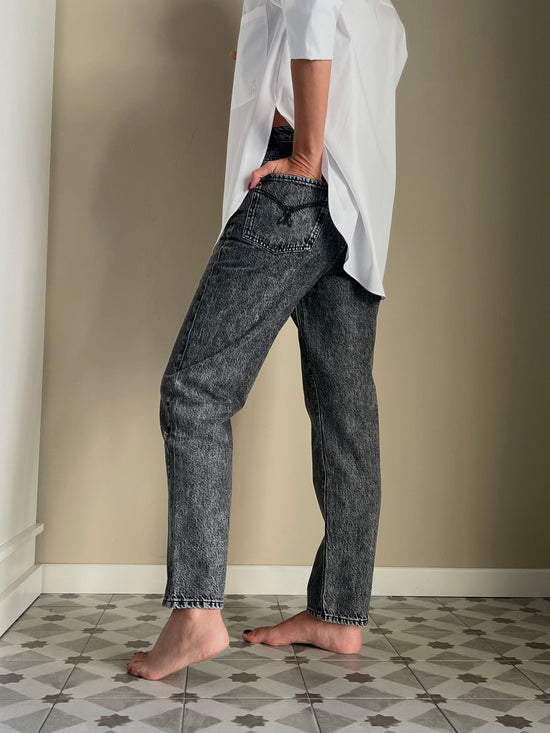 Pantalone denim vita alta