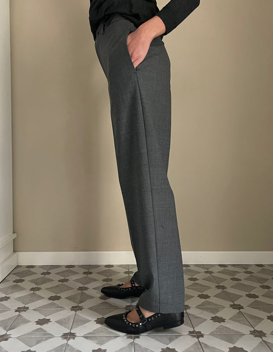 Pantalone chino vita bassa grigio