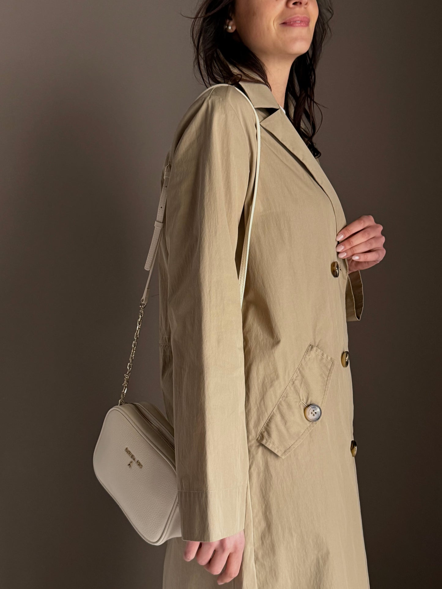 Borsa camera case in pelle wooly White