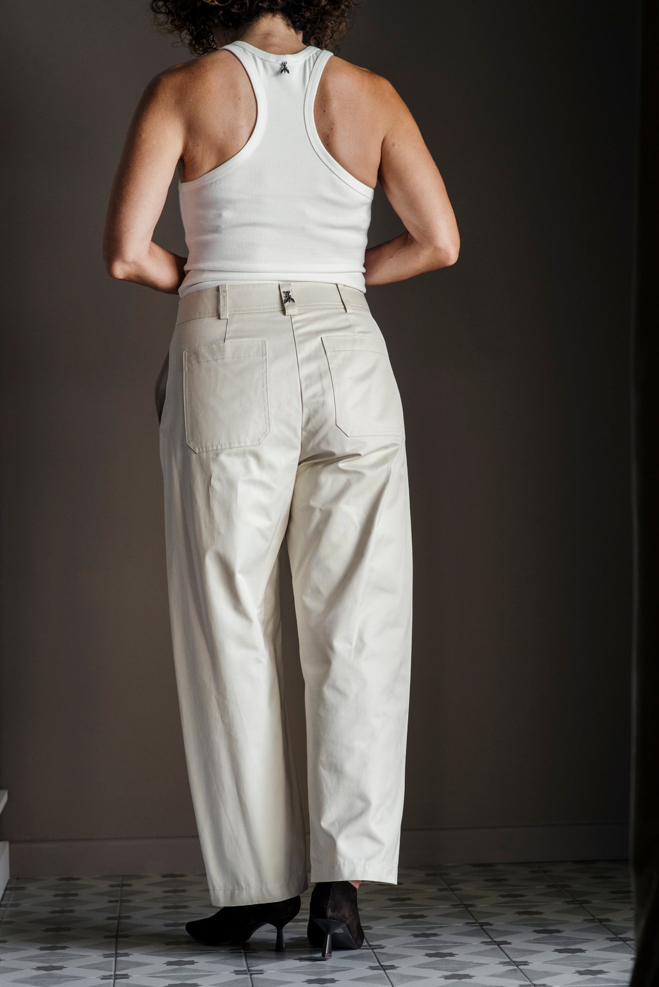 Pantalone in cotone barrel fit White Sand
