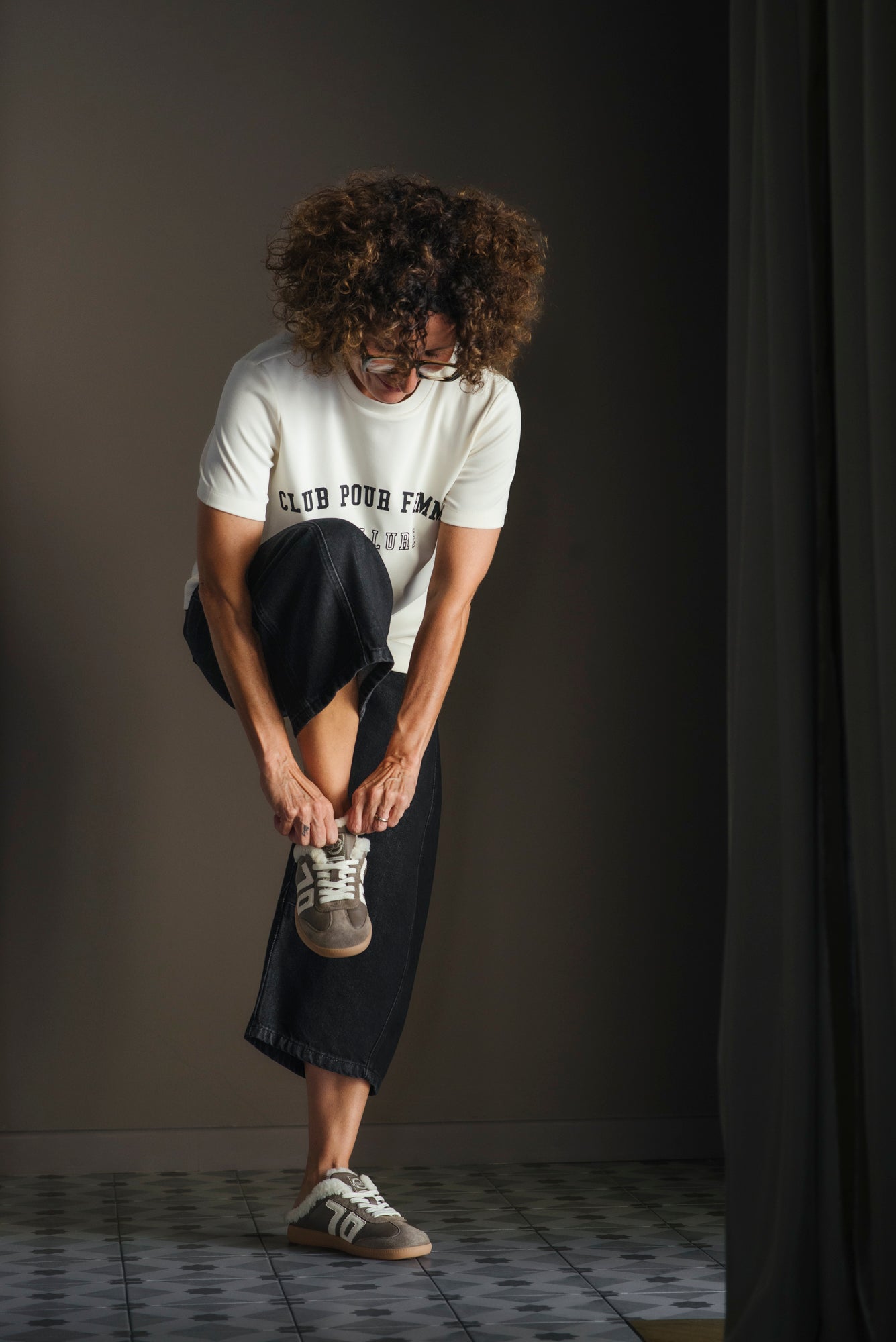 Sneakers sabot in pelle con ecopelliccia