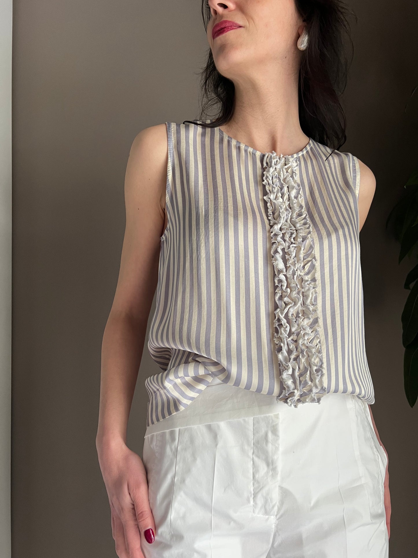 Blusa rigata in viscosa