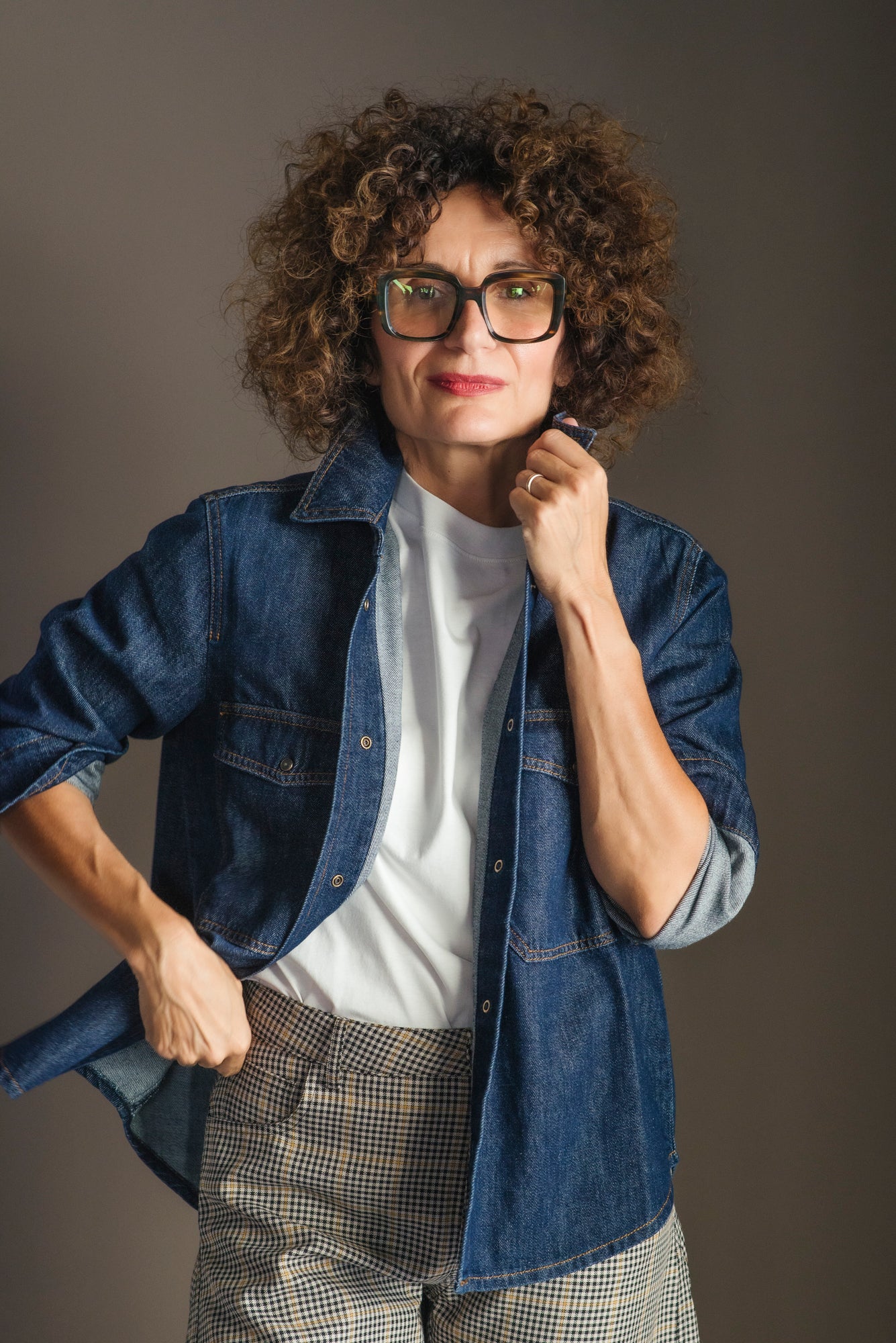 Camicia in denim soft touch