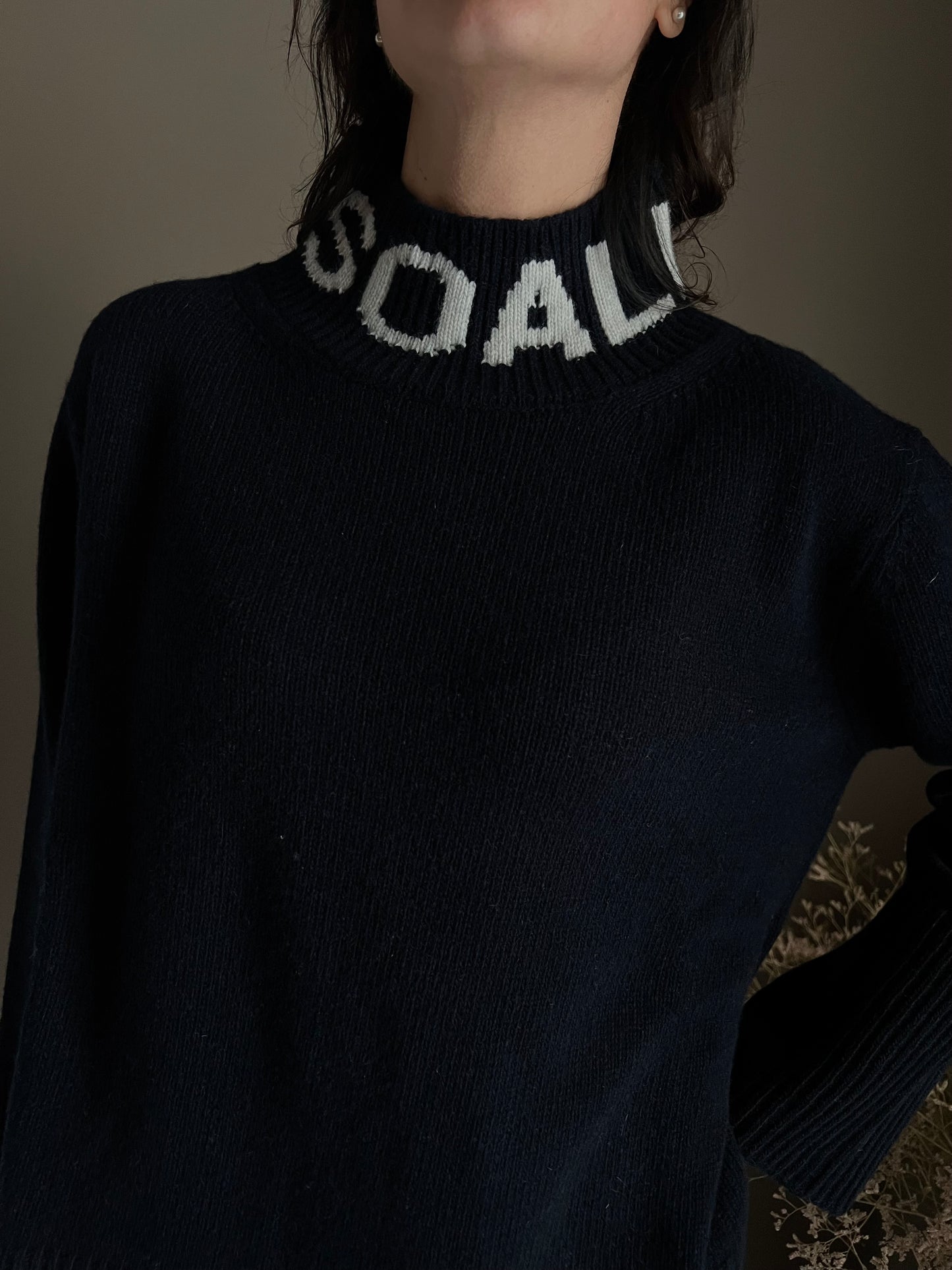 Maglione oversize So Allure con collo alto blu