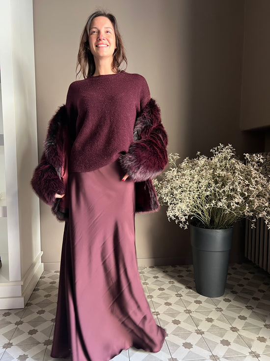 Maglia girocollo in lana e alpaca Purple Red