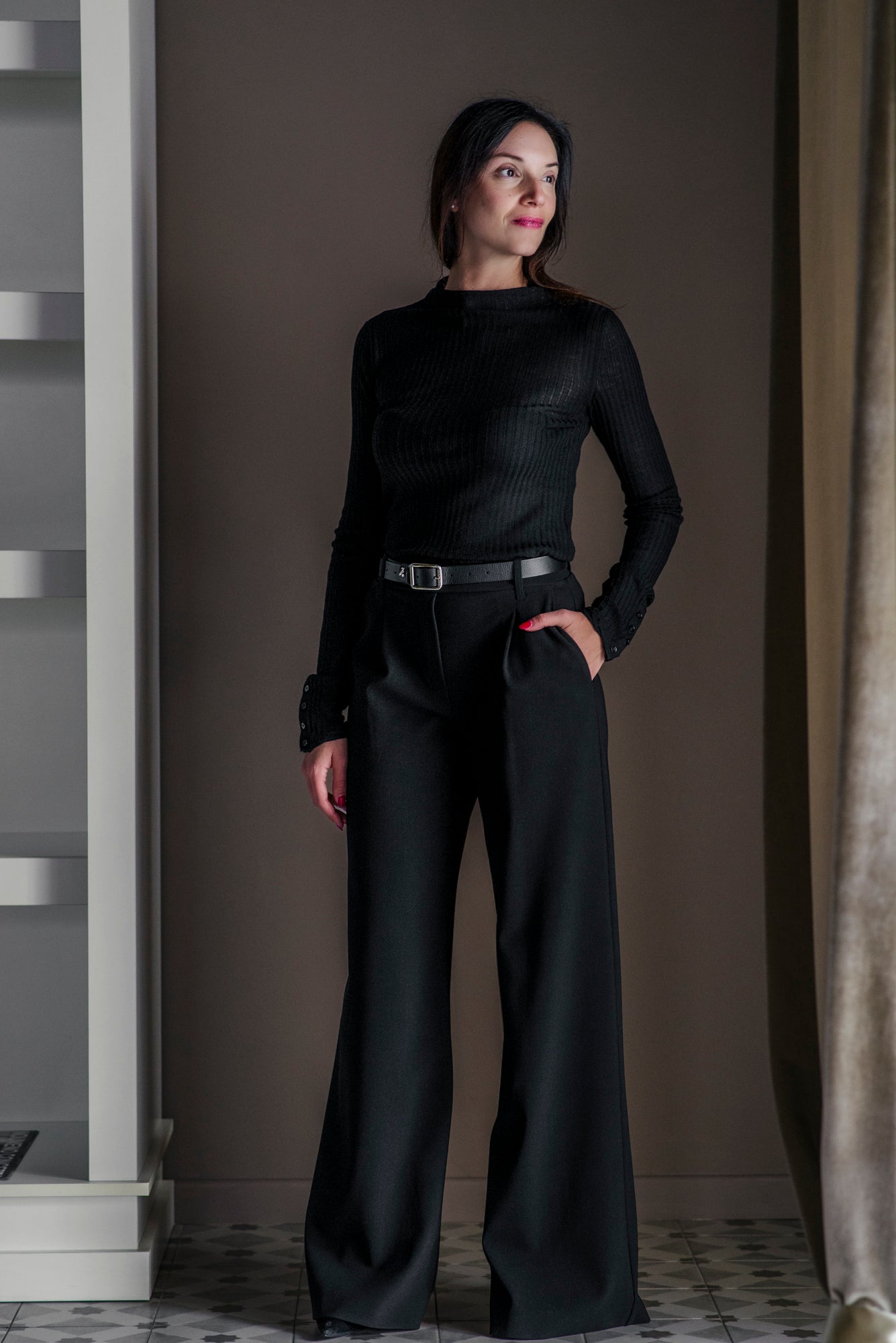 Pantalone a palazzo con vita elasticizzata