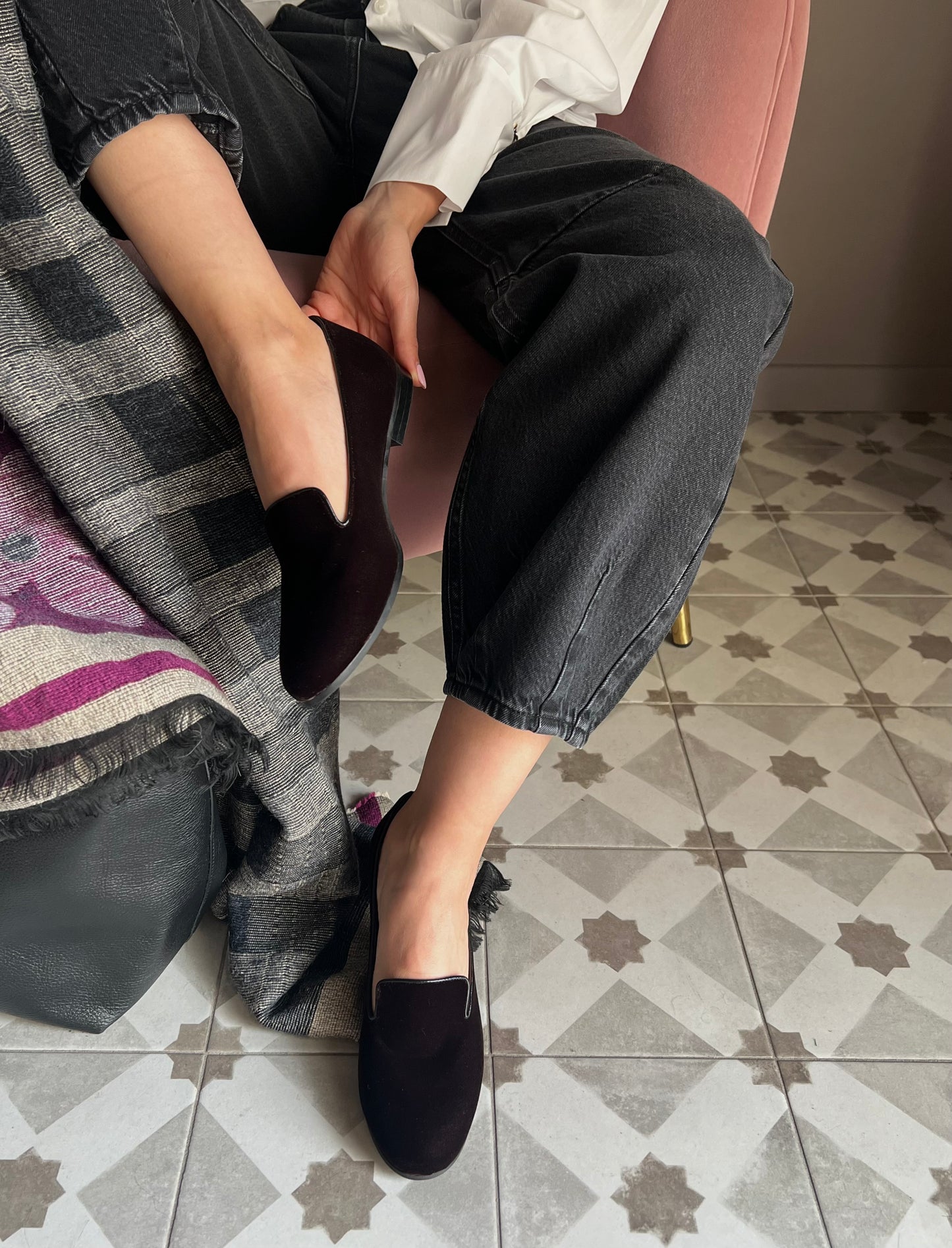 Scarpa in velluto cioccolato
