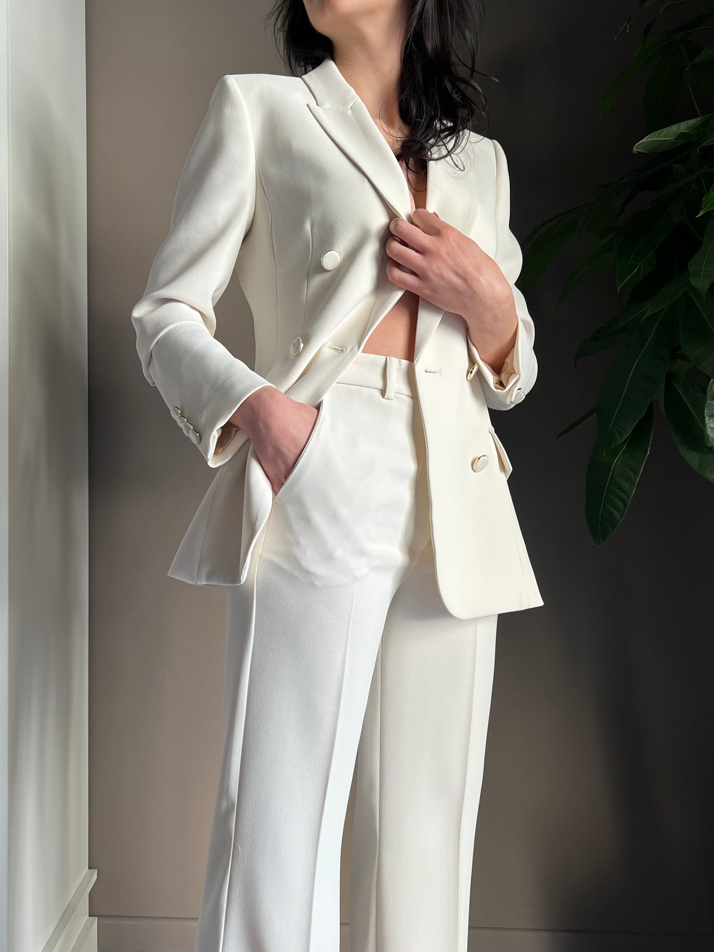 Pantalone in crepe milk