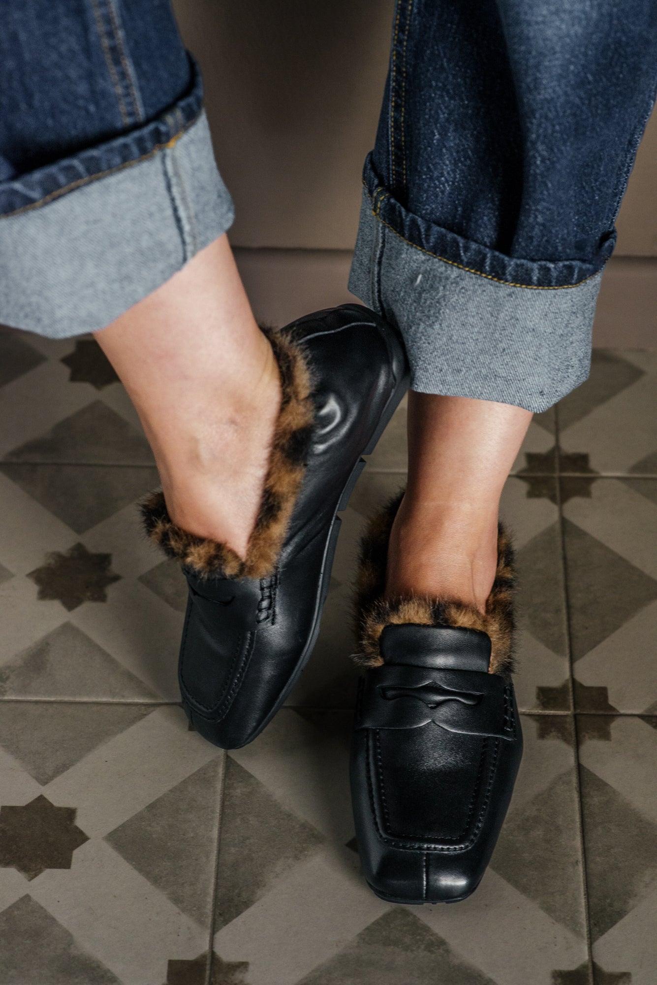 Mocassino Ash in Pelle con Interno Leopardato