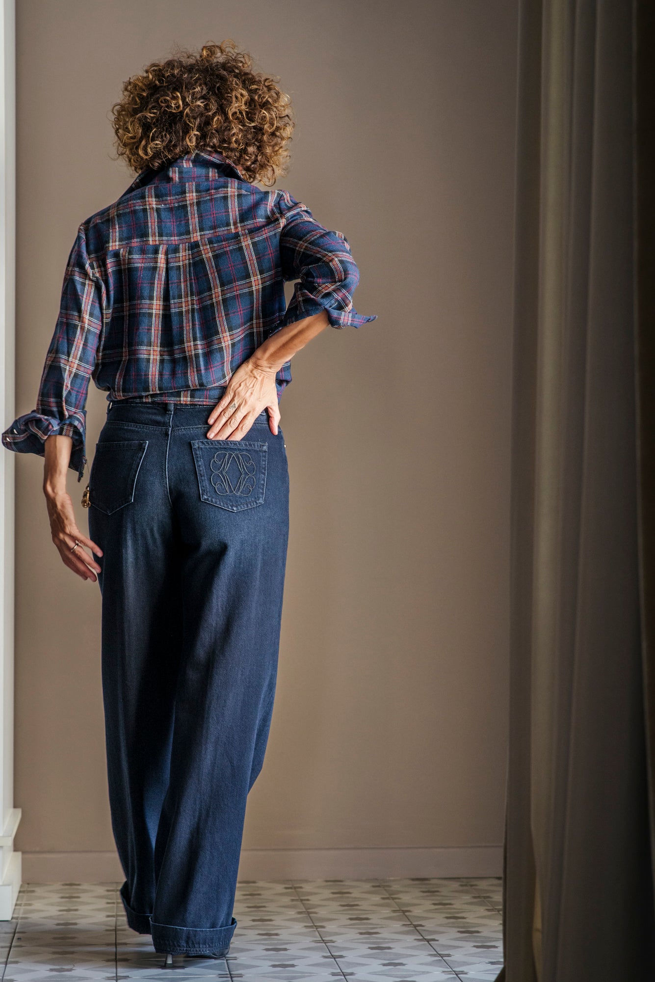 Pantalone denim Nenette blu notte
