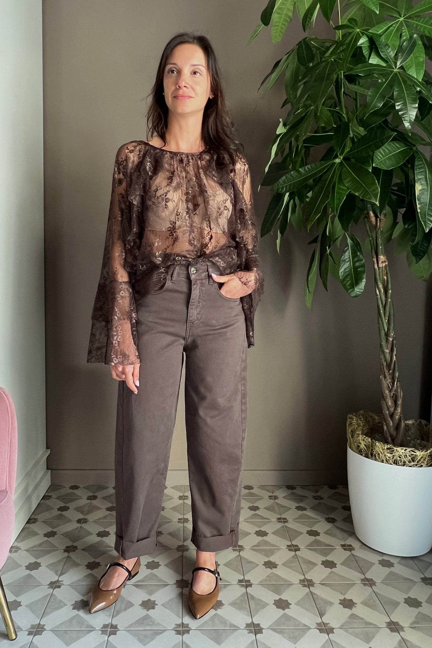 Blusa in pizzo So Allure fondente