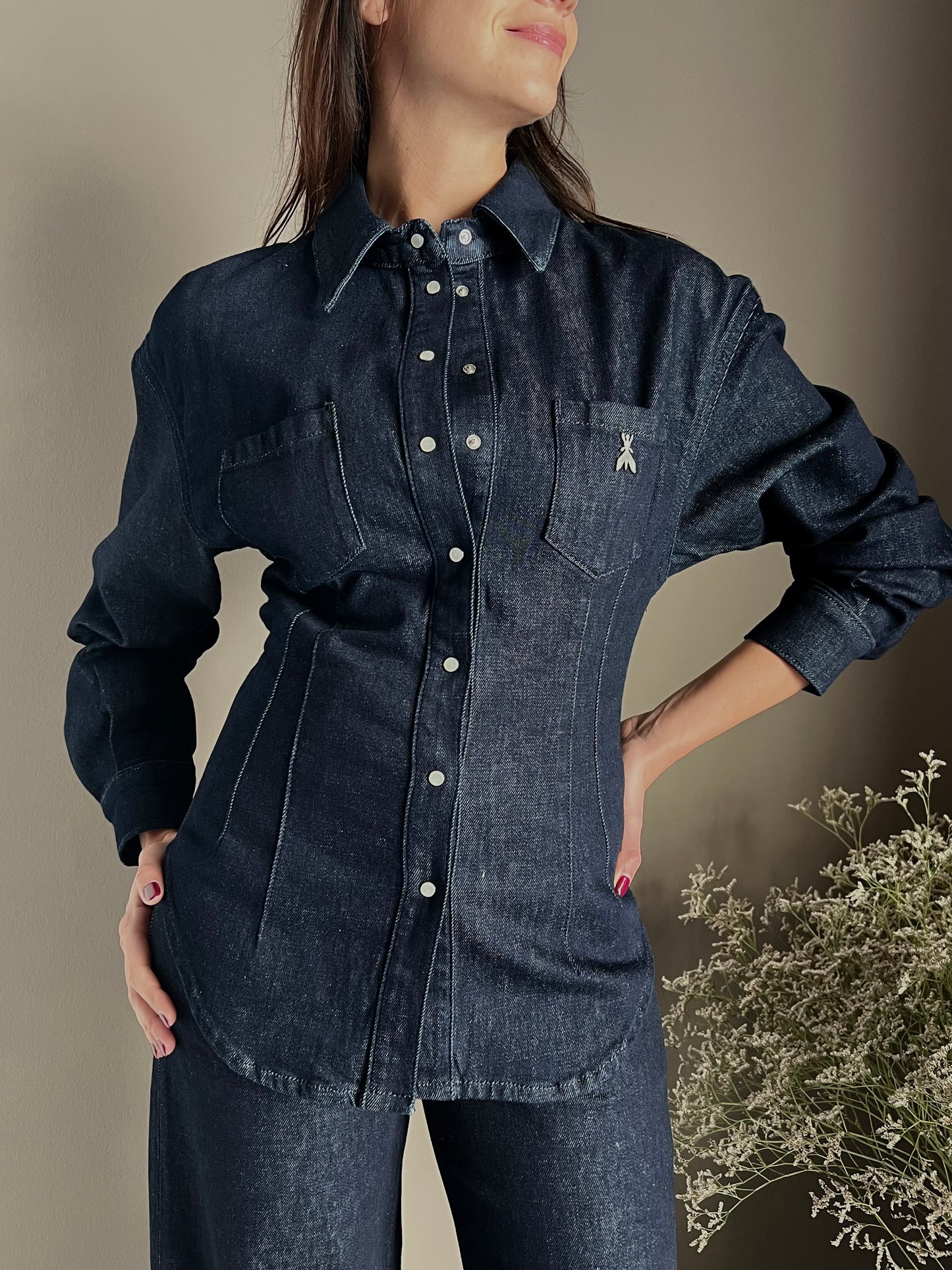 Camicia in Denim con maniche a baloon