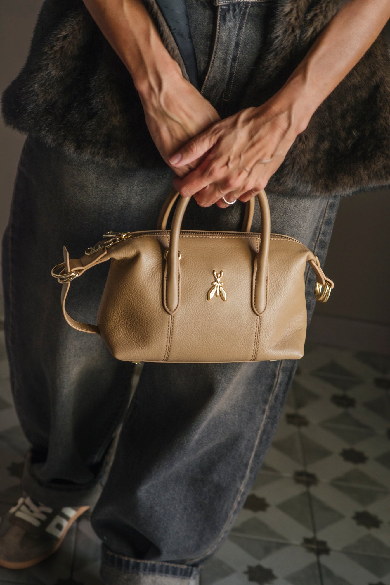 Borsa bauletto piccola Deep Camel