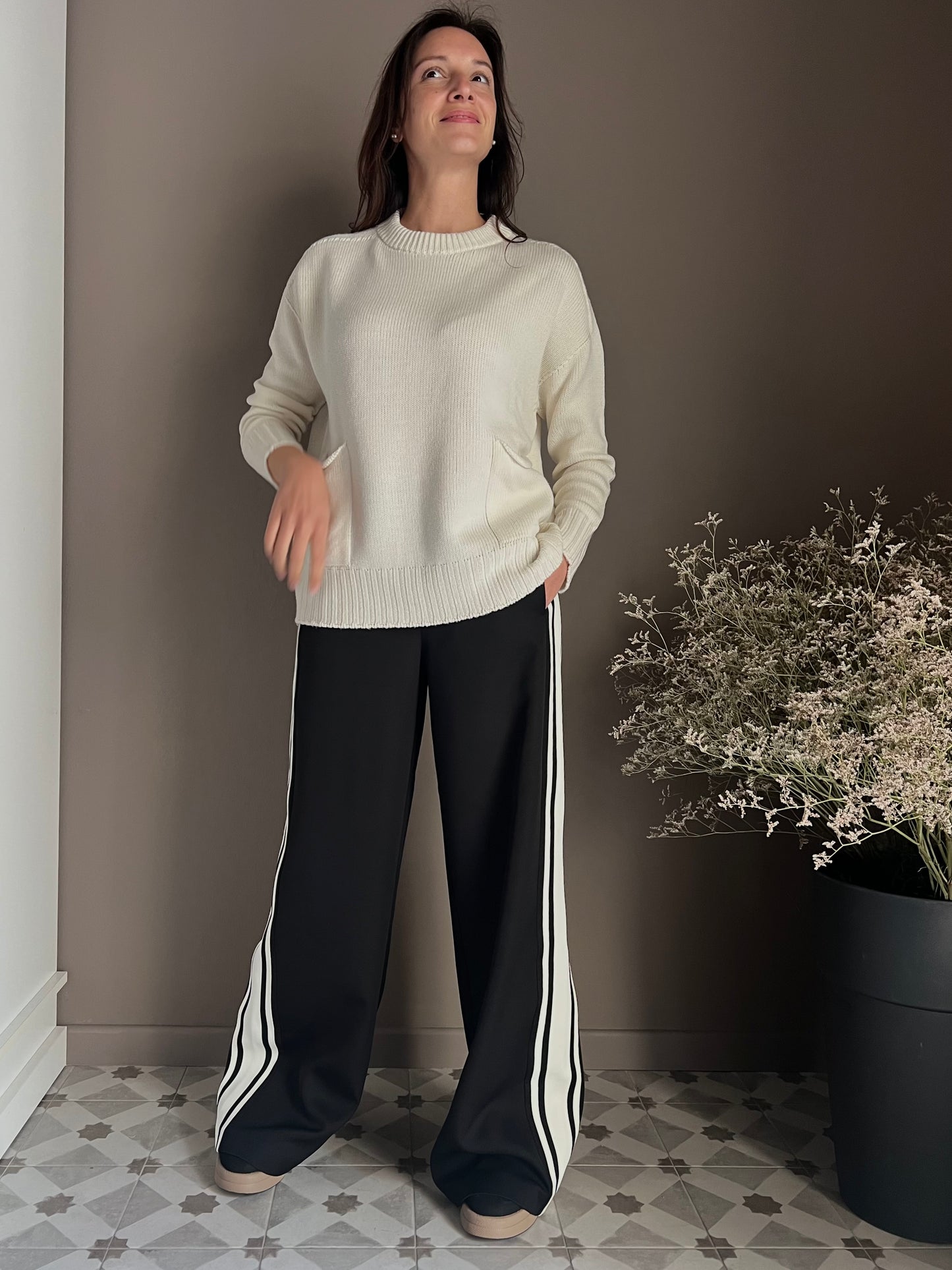Maglia Oversize Solo Tre in Pura Lana Panna