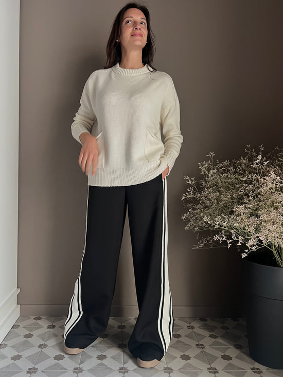 Maglia Oversize Solo Tre in Pura Lana Panna