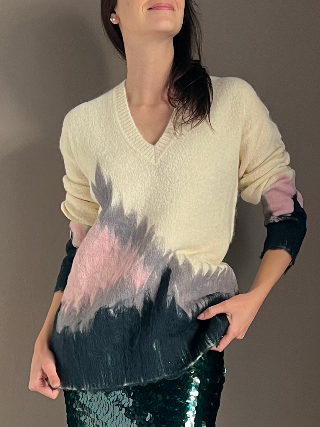 Maglione morbido in fantasia oversize