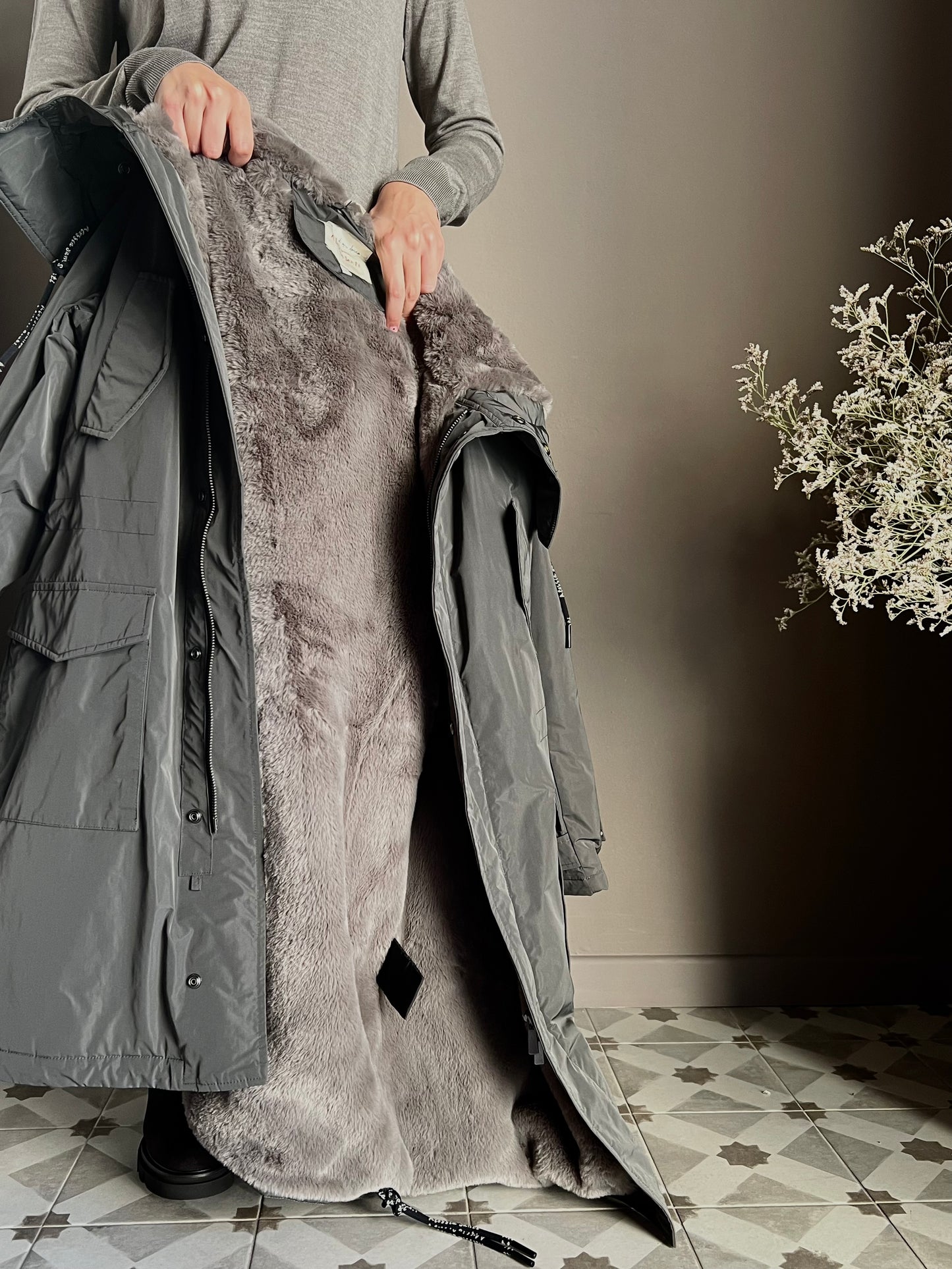 Giubbotto Parka imbottito con fodera in ecopelliccia