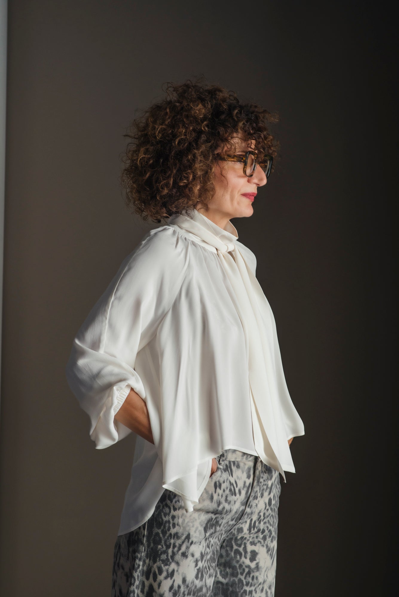 Blusa viscosa con dettaglio stola