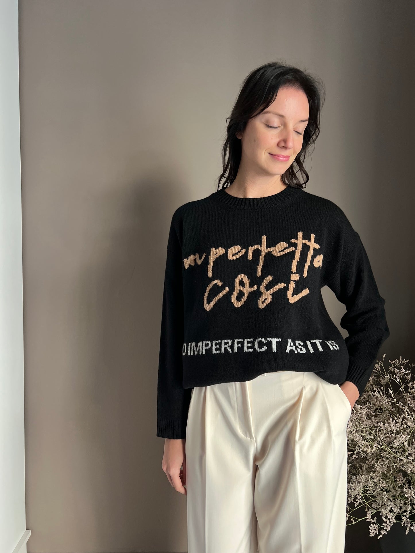 Maglia girocollo in lana Alessia Santi con scritta