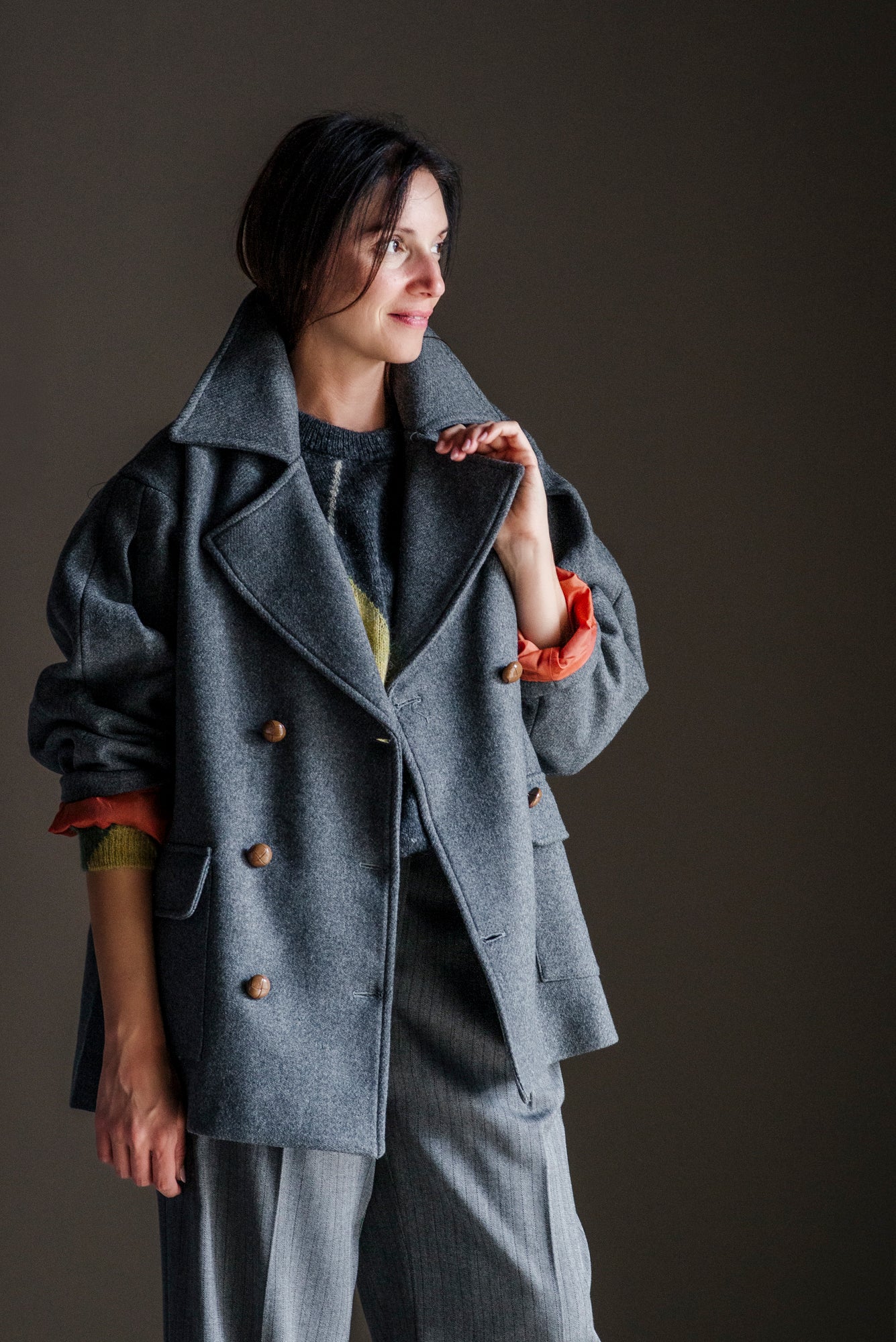 Caban oversize grigio