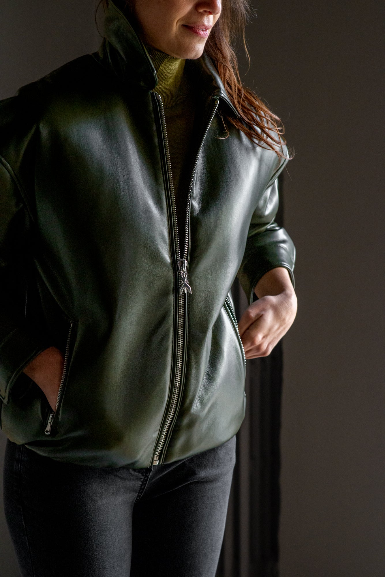 Bomber in similpelle Verde Patrizia Pepe