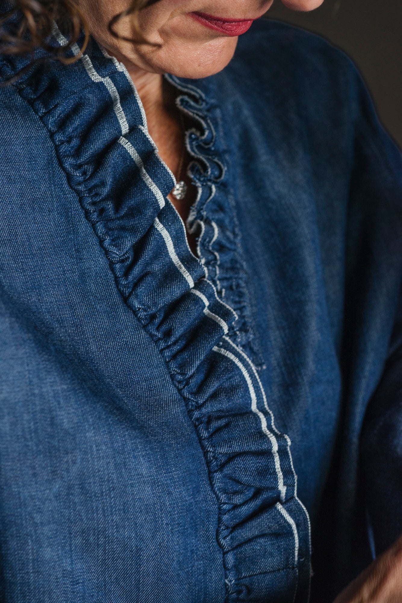 Camicia in denim con rouches