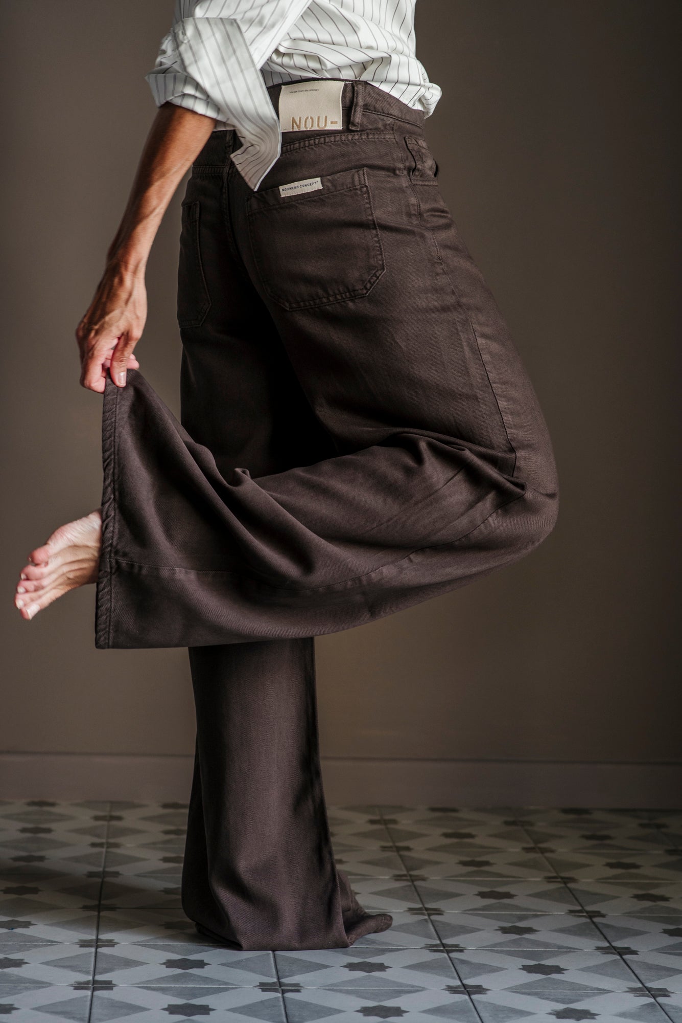 Pantalone wide leg in tencel fondente