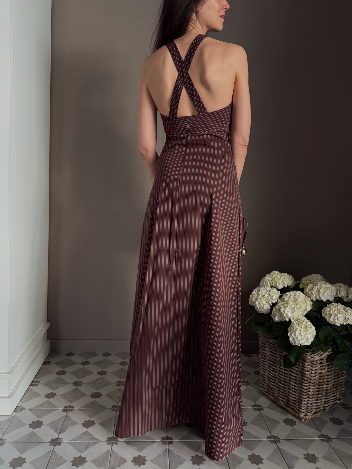Abito Lungo Brown Stripes