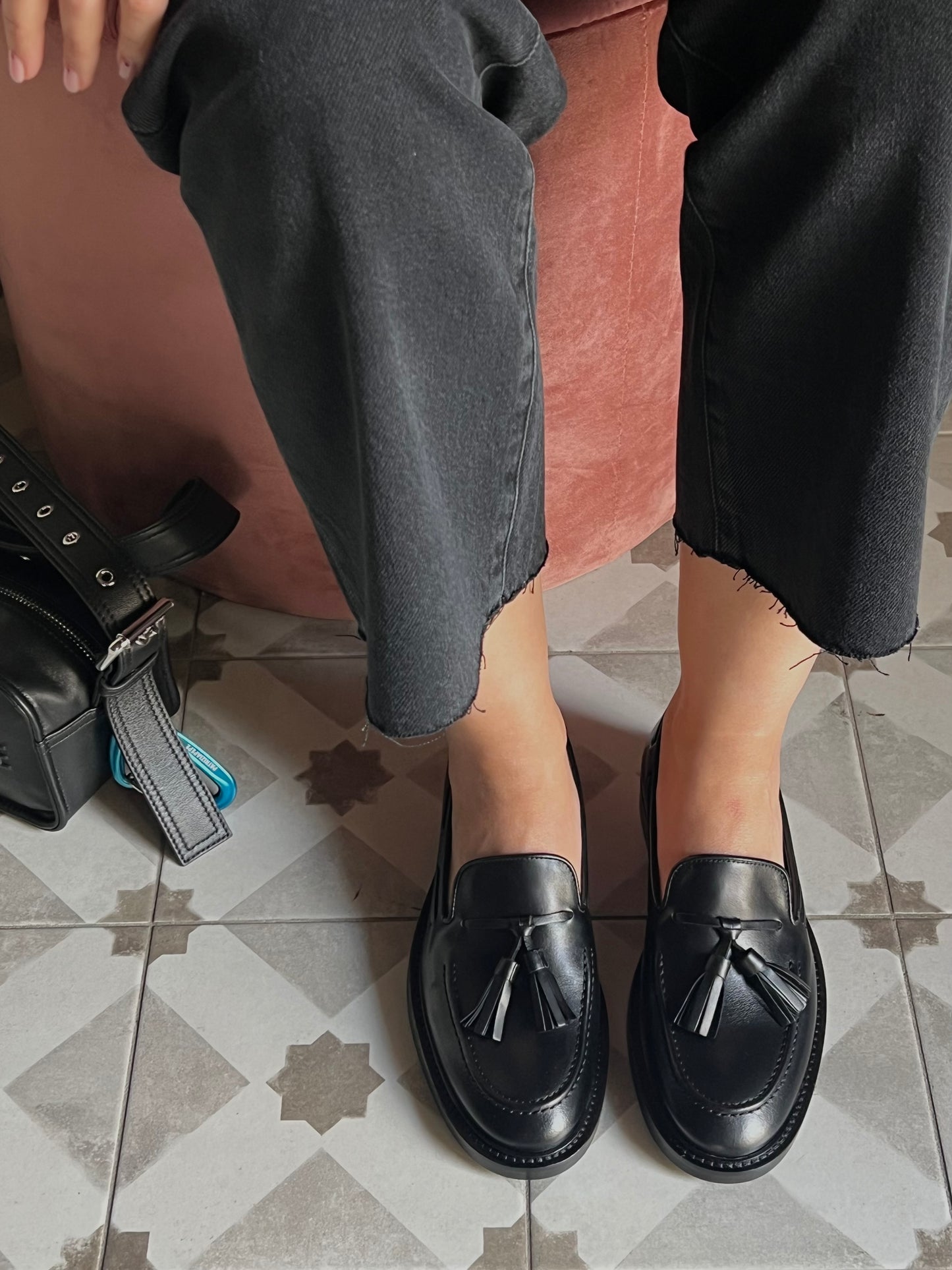 Mocassino in pelle con nappe