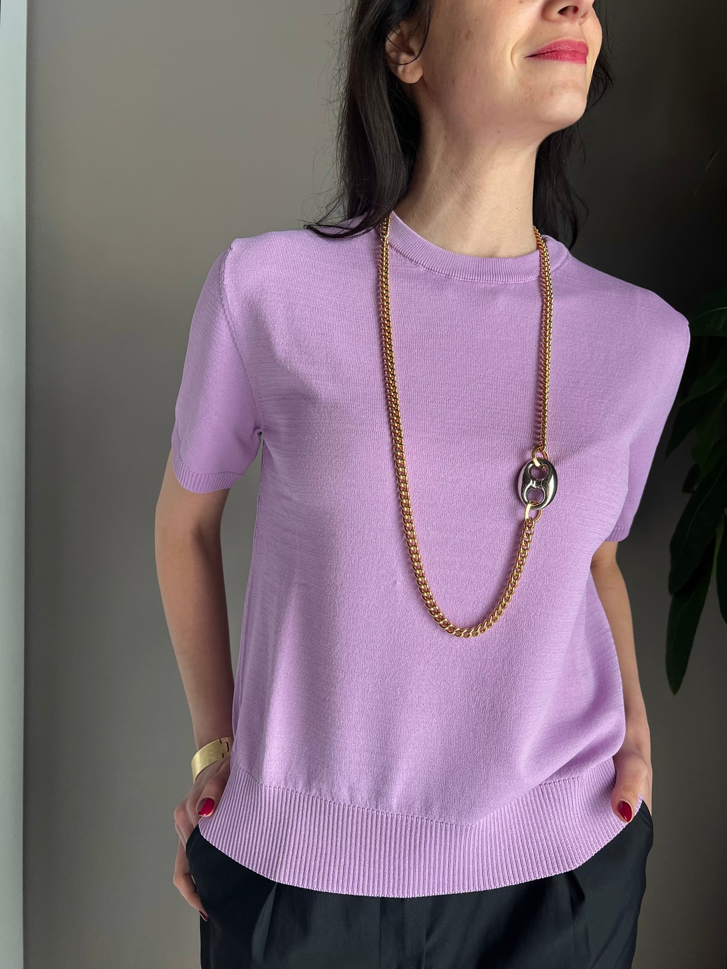 Maglia in viscosa manica corta lilac