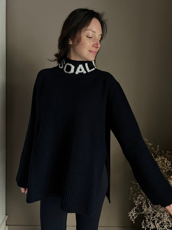 Maglione oversize So Allure con collo alto blu