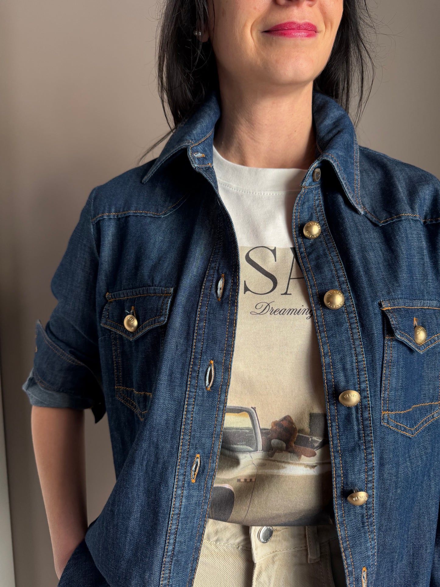 Camicia in Demin con dettagli Gold