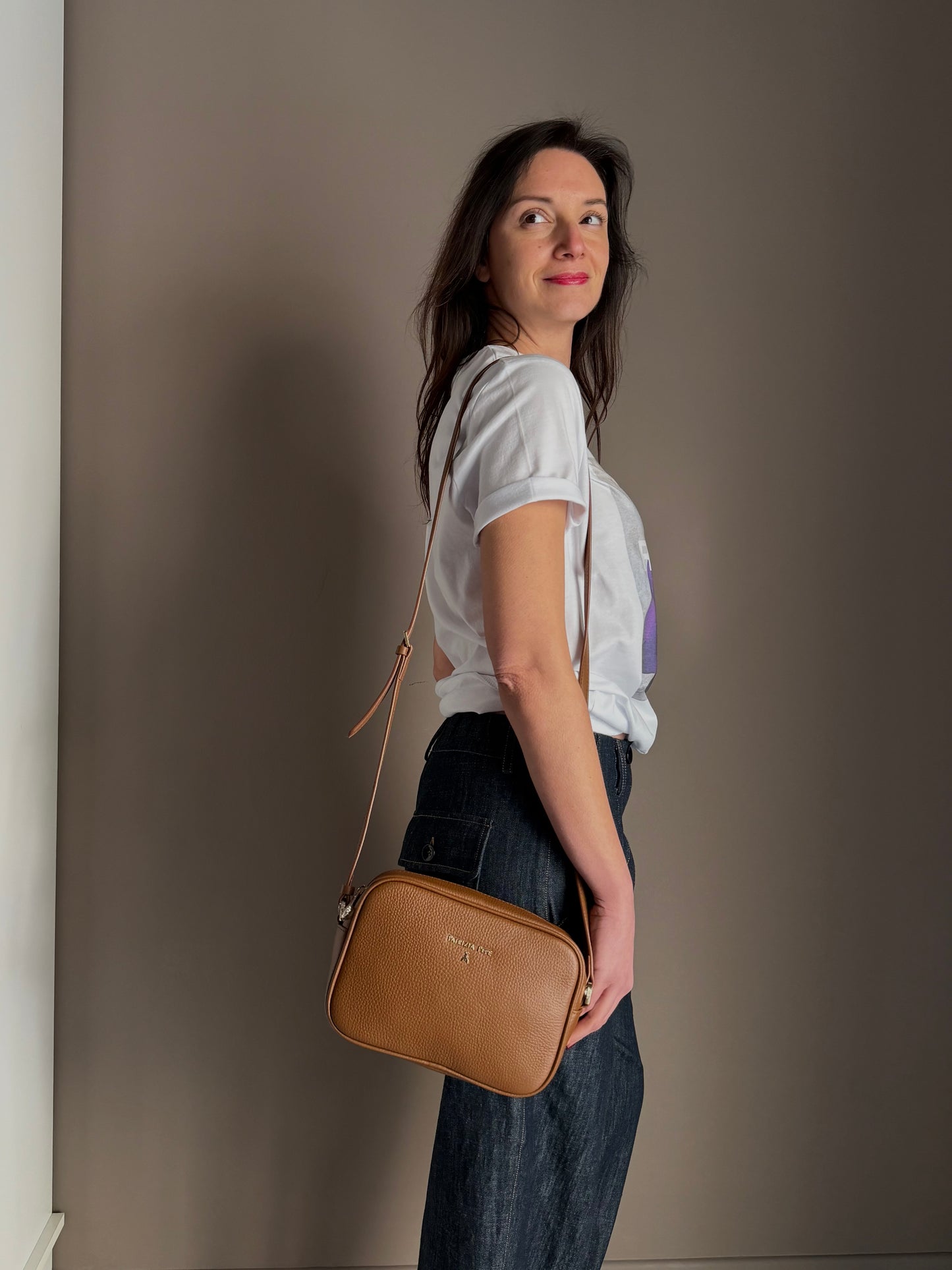 Borsa Tracolla in pelle martellata nera