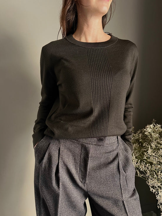 Maglia girocollo Patrizia Pepe in lana chocolate