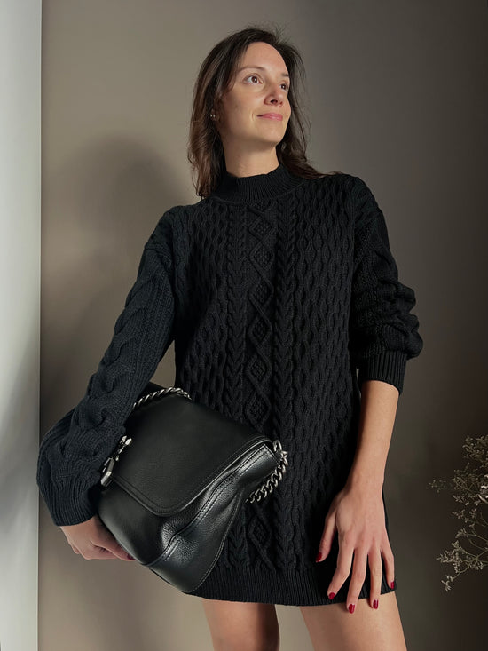 Mini abito lavorazione treccia in misto lana