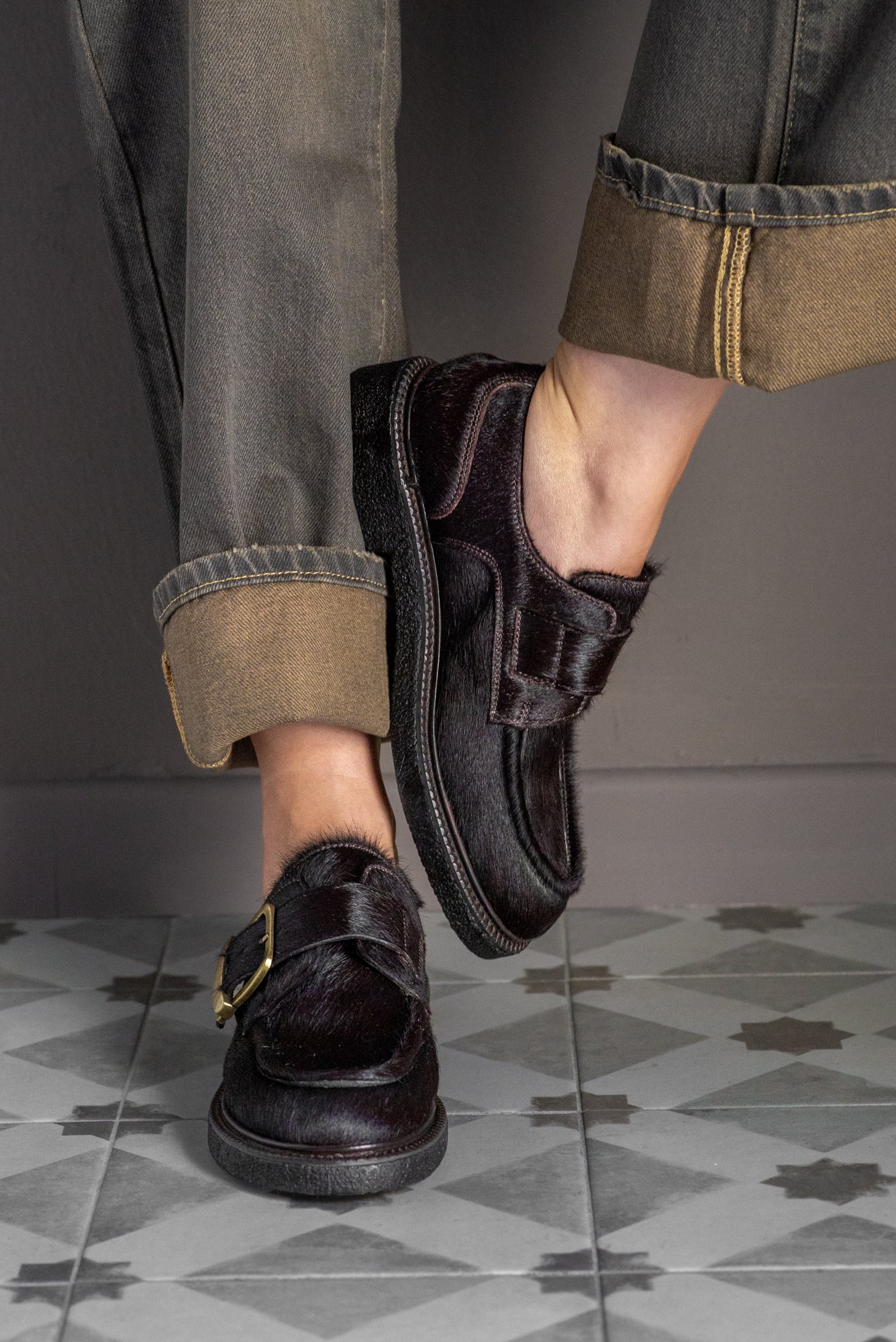 Mocassino monkstrap in cavallino moro
