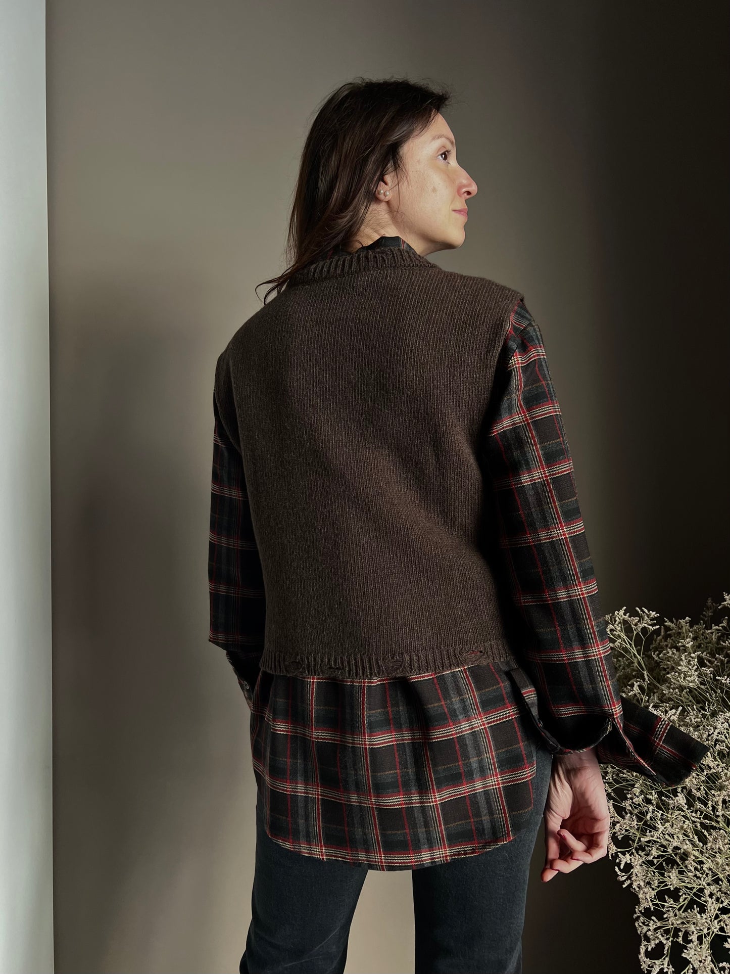 Gilet in maglia a treccia