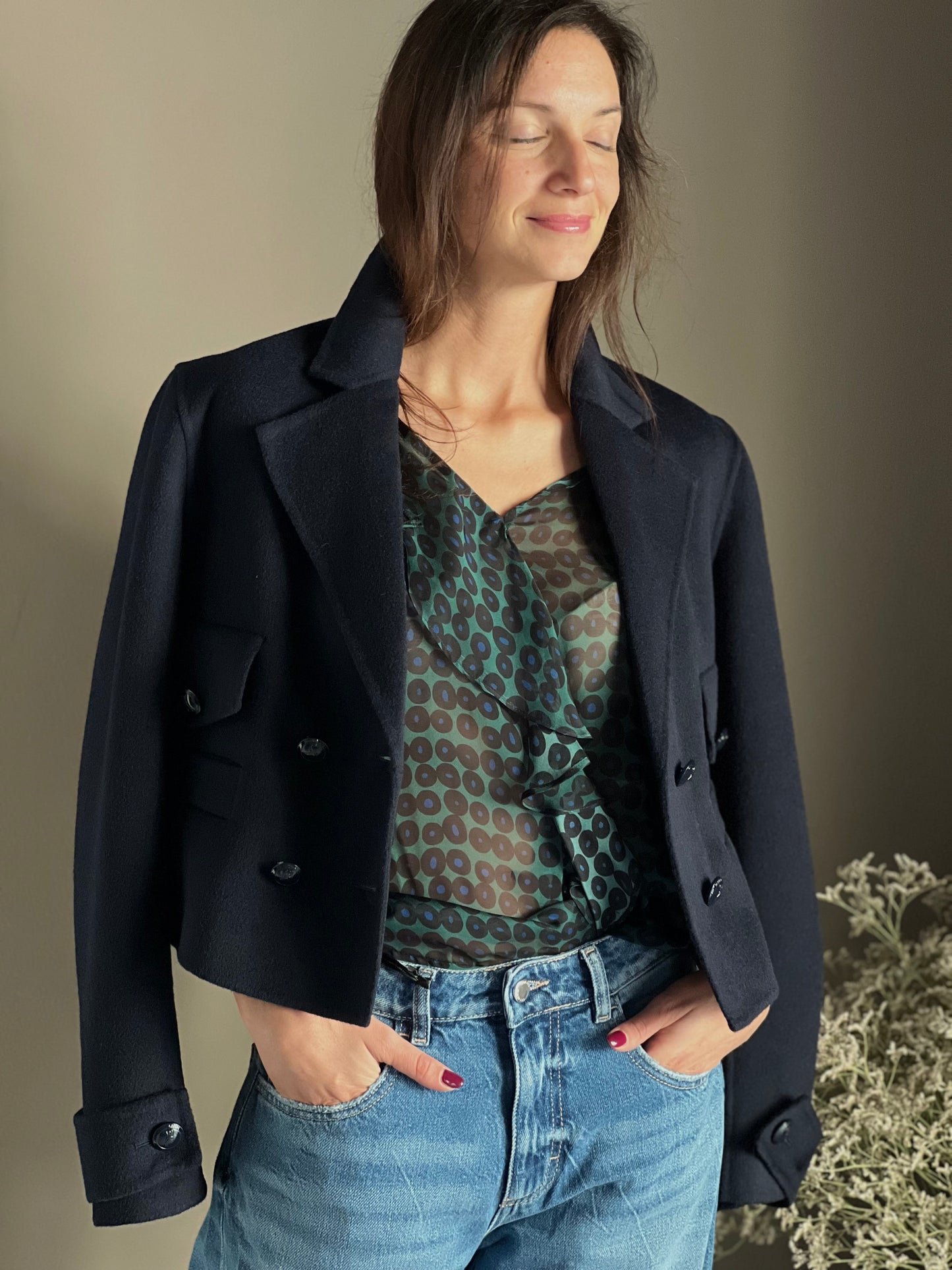 Camicia in viscosa e seta a pois