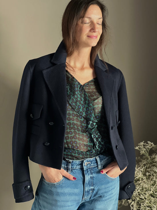 Camicia in viscosa e seta a pois