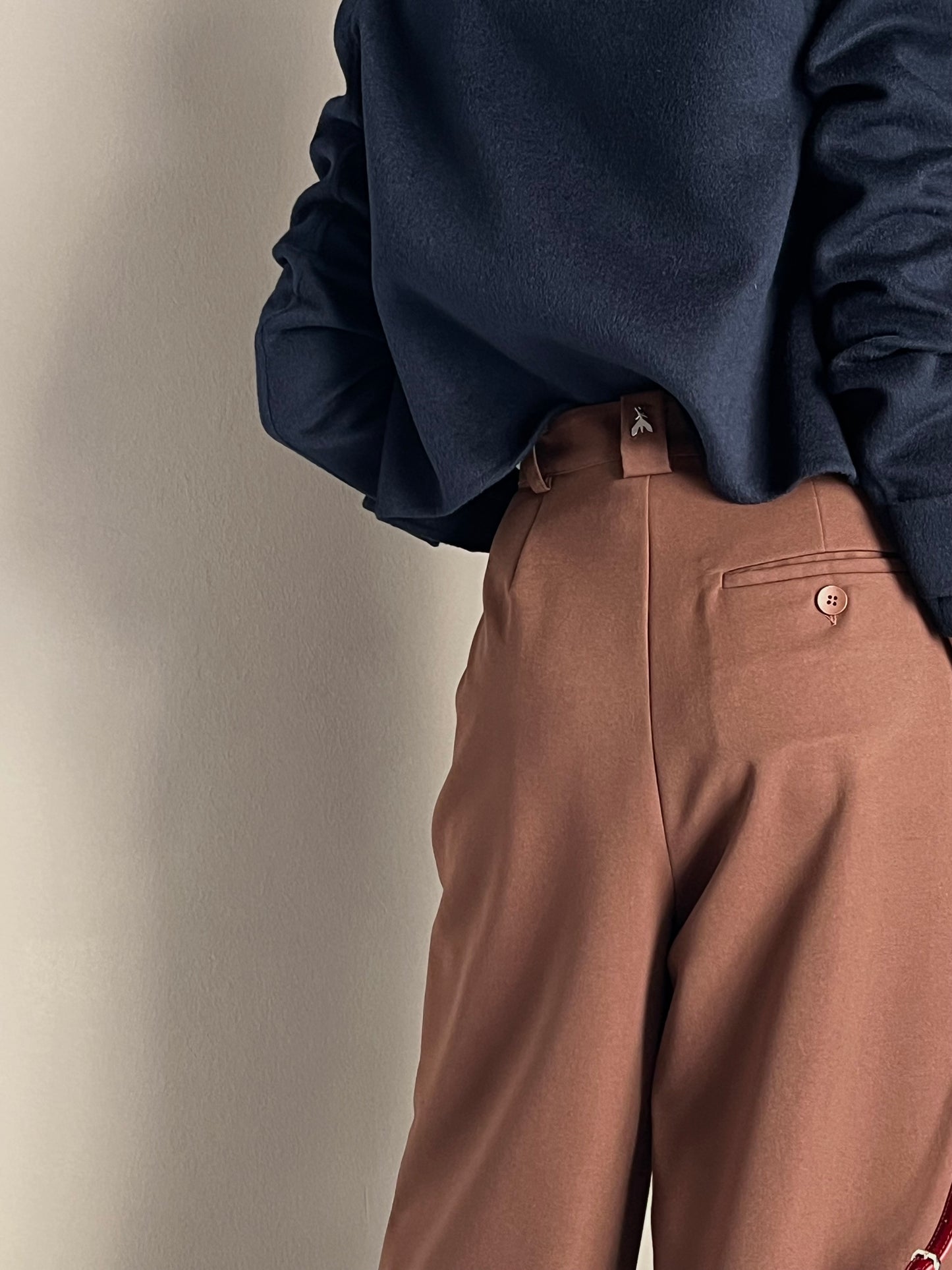 Pantalone oversize in gabardine Earth Brown