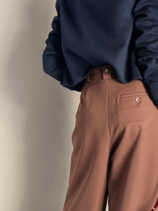 Pantalone oversize in gabardine Earth Brown
