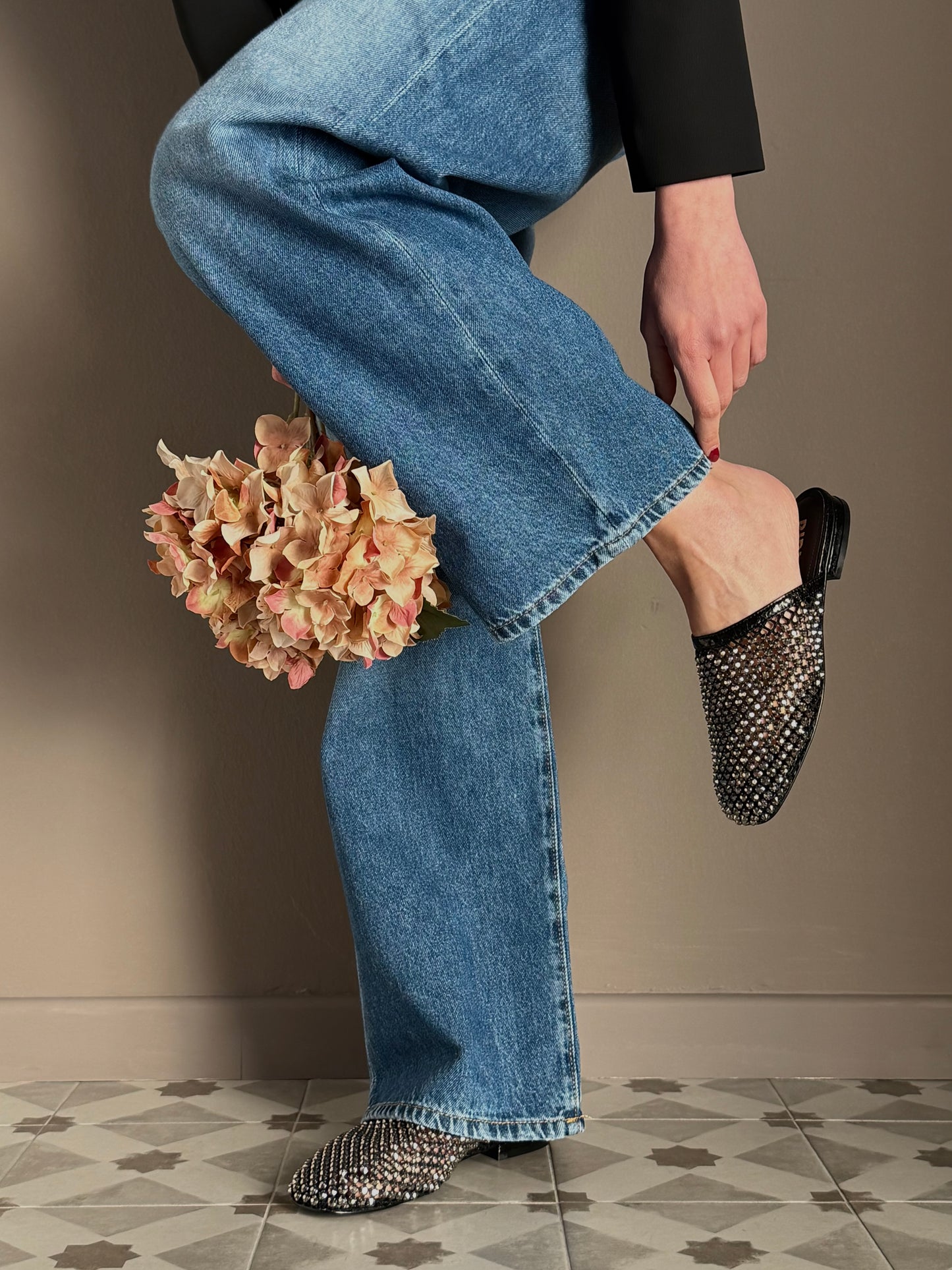 Mules flat in rete metallica