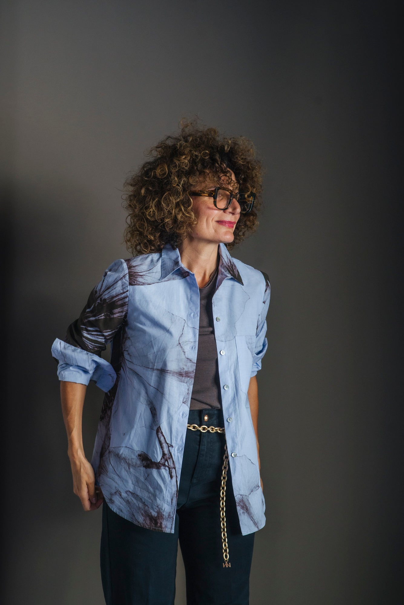Camicia in cotone con stampa aerografo
