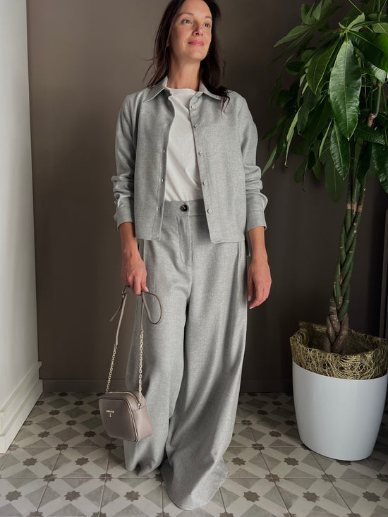 Camicia in flanella grigio perla