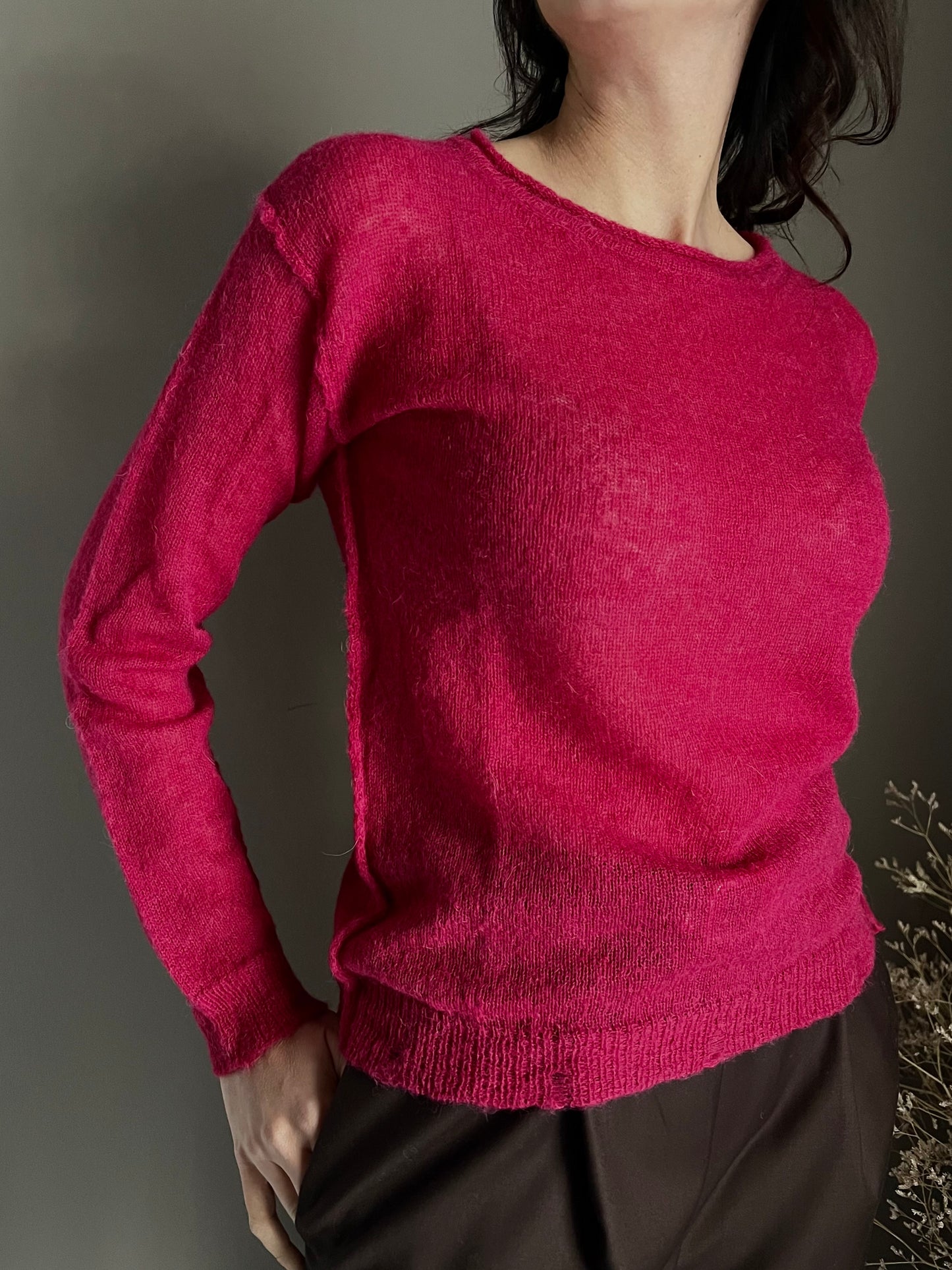 Maglia girocollo in lana e alpaca Noumeno Concept peonia